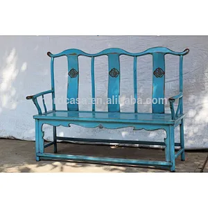 Three Bench Chinese Antique Elm Wooden Carved Chair