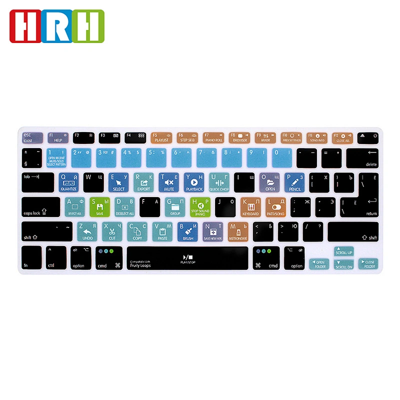 Waterproof Ultra-thin FL Studio Fruity Loops Shortcuts customRussian Laptop Keyboard Skins For Mac book Pro 15 Retina for mac 13