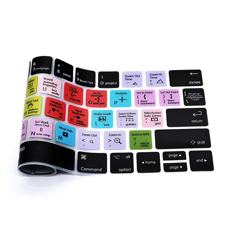 after effect keypad skins Shortcuts Silicone Keyboard Skin for macbook pro 15 touch bar a1707 display for macbook pro keypad