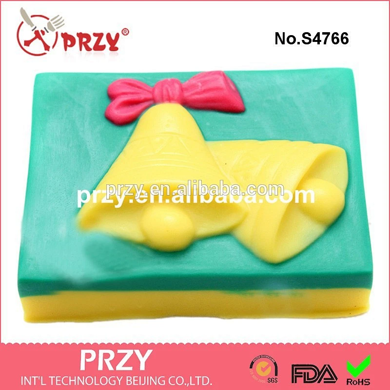 PRZY S4766 Christmas series bell silicone soap making forms Christmas mold