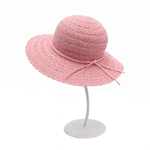 Promotional floppy wide brim summer sun shade women craft wholesale beach paper straw hats
