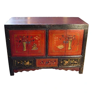 Chinese antique shabby chic painting Gansu cabinet