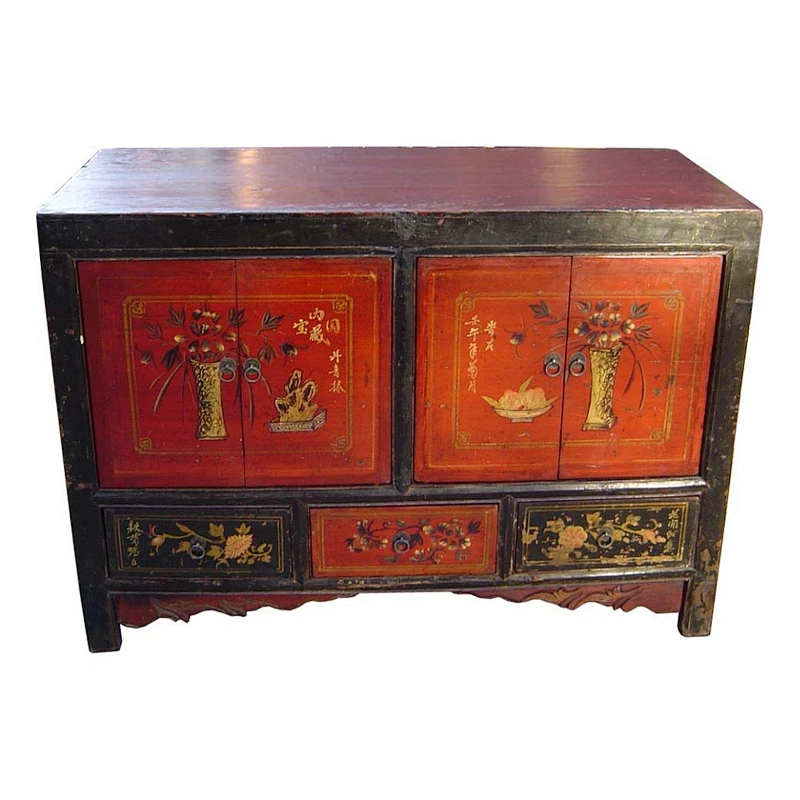 Chinese antique shabby chic painting Gansu cabinet
