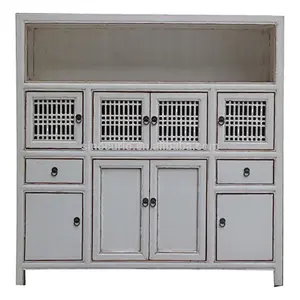 wholesale furniture china Chinese antique kitchen cabinet with lattice wooden door
