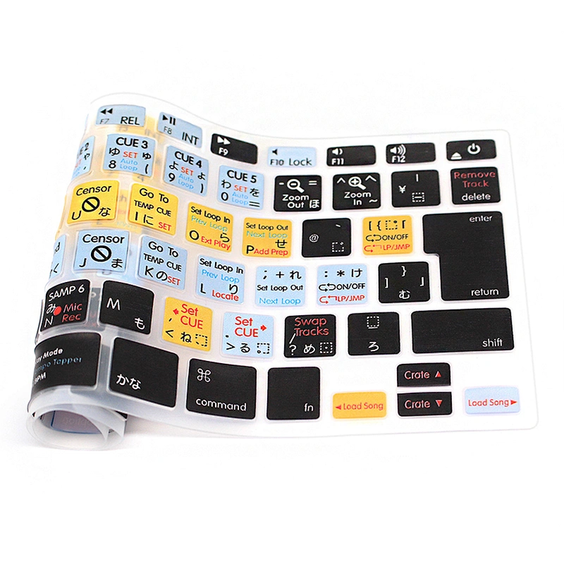 Hot Selling Serato Scratch LIVE Hot key 10 keyboard shortcut keys skin Silicone Keyboard skin For mackbook pro keyboard cover