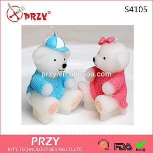 S4105 PRZY Sweater bear candle silicone mold for children, birthday cake decorations, handmade soap wholesale silicone mold