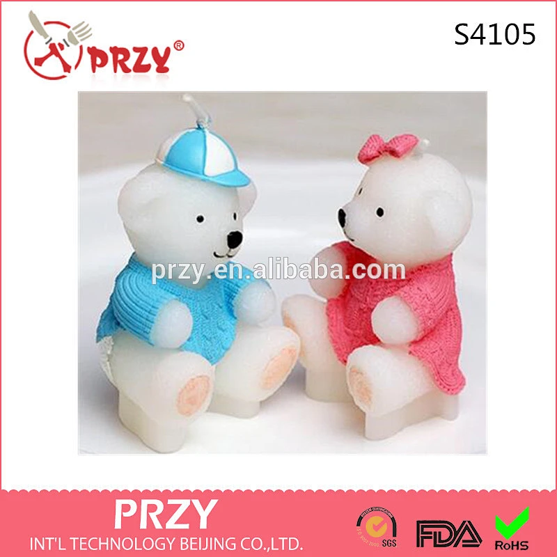 S4105 PRZY Sweater bear candle silicone mold for children, birthday cake decorations, handmade soap wholesale silicone mold