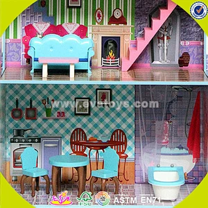 wholesale beautiful play wooden princess doll house for girls W06A102