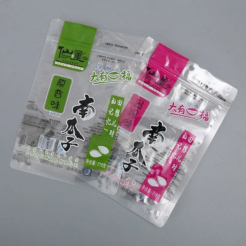 Transparent PE bag for melon seeds candy snack packaging