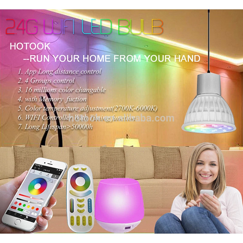 2.4G 4W GU10 RGB+CCT Color Changing Dimmable LED Spotlight