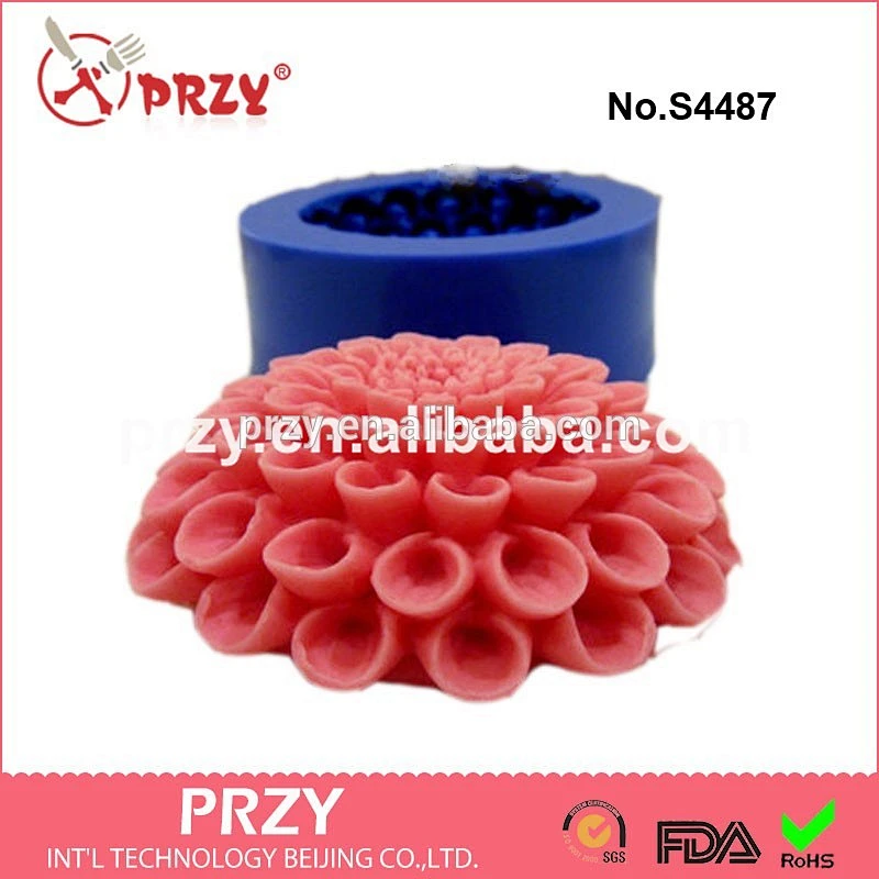 S4487 dahlia flower mold for soap,3D dahlia silicone mold for sale