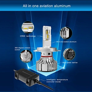 H4 H7 H11 HB3 HB4 LED headlight bulbs conversion kit, 8000lm F2 H4 Led Headlight with fans