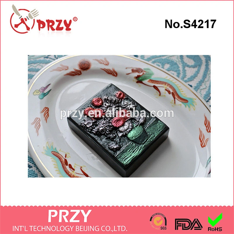 S4217 PRZY Dark Sunflowers Soap Mold Bar in Metallic Colors Silicone Handmade Soap Mold