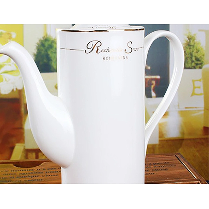 Wholesale in-stock Ceramic Coffee Pot Set 15 pcs European Style Coffee Cup Set Home Gift Luxury Coffee Kettle Set