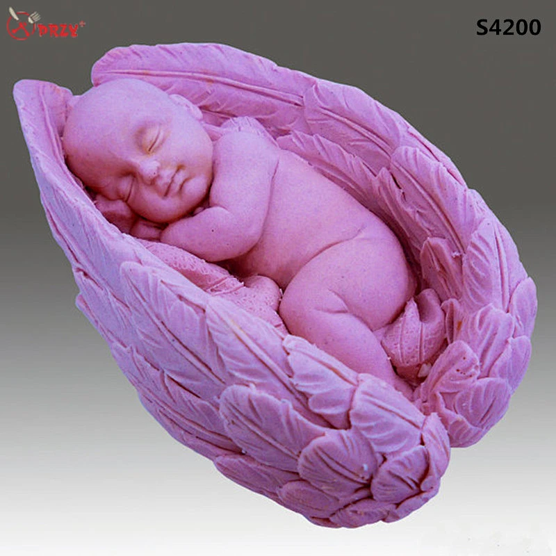 3D baby molds sleeping with Angel wings mold handmade Silicone Soap mould Candle mold Silicone from PRZY