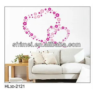 New Design Stickers Flowers Love Heart Wall Papers House Decorations Removable Wall Stickers Romantic Love Poem KW- HL3d-2121