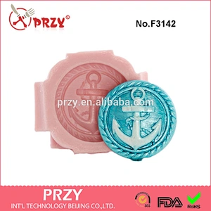 F3142 Nautical Anchor Button Silicone Mold - Jewelry Resin Polymer Epoxy Clay Mold - Food Safe Chocolate Cream Cheese