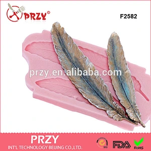 F2582 Feather Silicone Mold Creates Two Feathers - Mold is Flexible and easy to use with Fondant Chocolate Candy mold