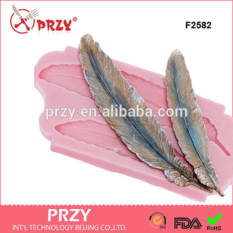F2582 Feather Silicone Mold Creates Two Feathers - Mold is Flexible and easy to use with Fondant Chocolate Candy mold