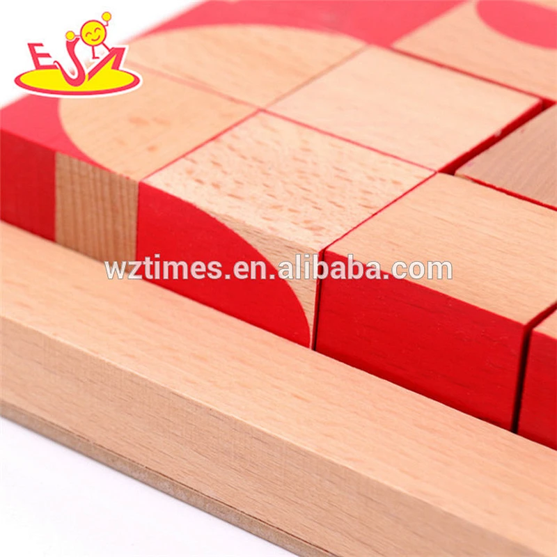 Wholesale educational wooden toy 3d cube puzzle for baby diy buildingn images W14G045