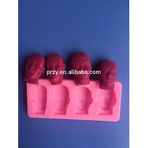 F2504 Mini man face shape silicone art craft molds fondant, factory silicone molds for sale