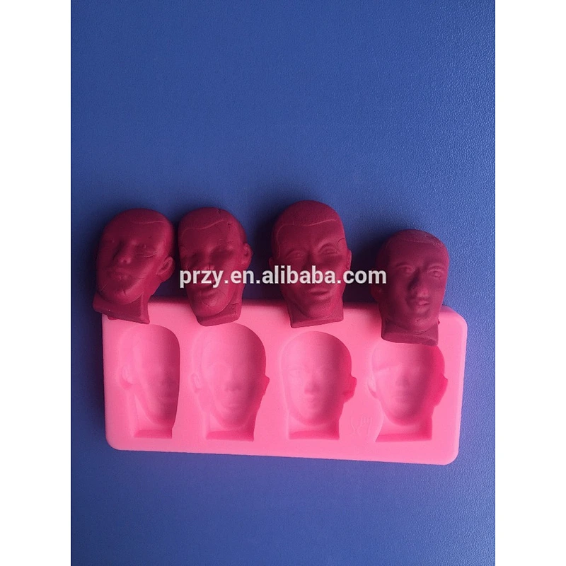 F2504 Mini man face shape silicone art craft molds fondant, factory silicone molds for sale