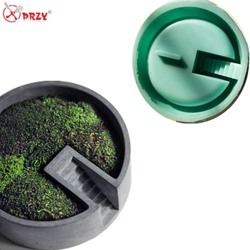 Creative Concrete mold circular staircase flower pots Mould Silicone garden Cement desktop decorations Molds