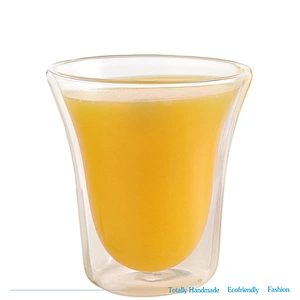 Guangzhou manufactory best selling products flashlight shape double wall tea glass beer cup for bar
