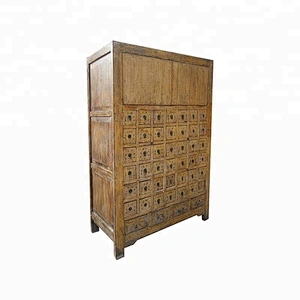 antique chinese solid wood pine medicine cabinet, furniture for stores