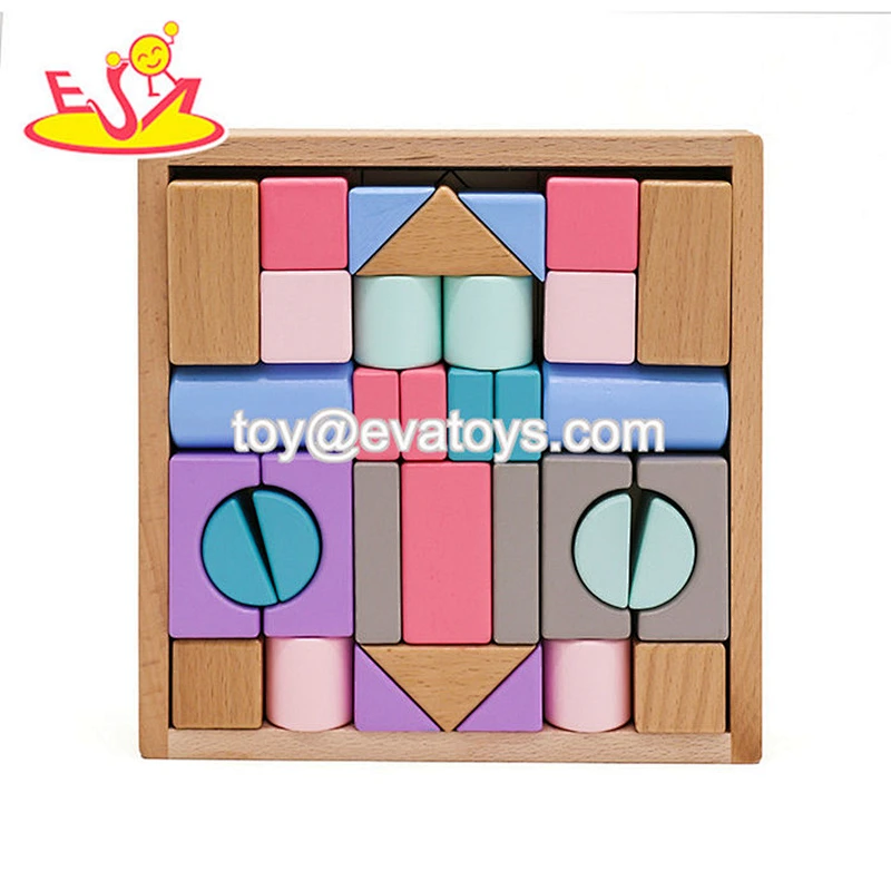 Wholesale 100 PCS educational wooden cube block for kids W13A181