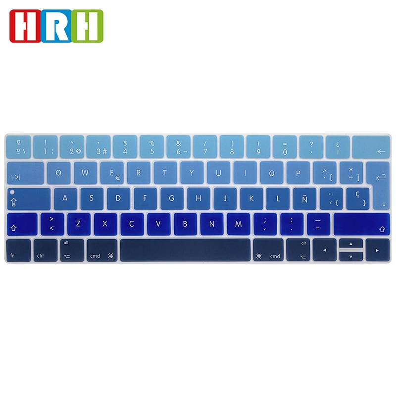 Silicone keyboard cover Rainbow Spanish Keyboard Protective Film keyboard skins For macbook pro touch bar 13 15