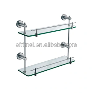 Wall-mounted Shower Caddy Storage Shelf Double Tiers Bathroom Glass Shelf