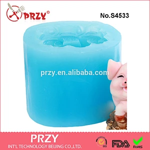 S4533 Lucky Pig candle /soap mold,silicone luckly pig mold,3d silicone soap mold