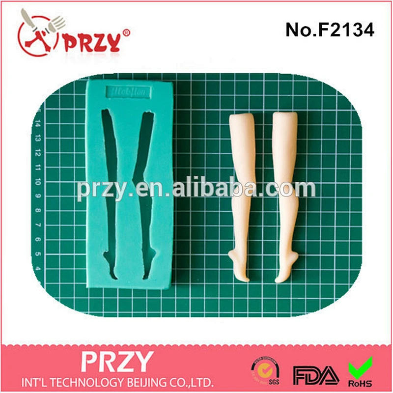 F2134 PRZY gum paste human leg silicone fondant mold
