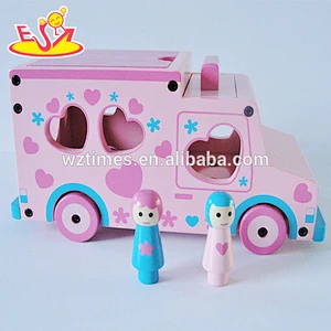 new design kids funny wooden toy car transporter with blocks toys W04A307