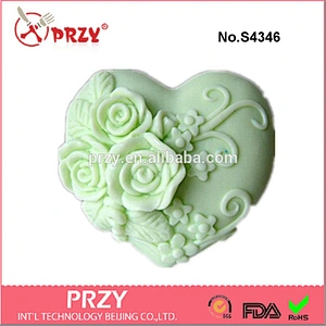 S4346 Triple Rose Heart Silicone soap mold silicon candle mold silicone rubber material