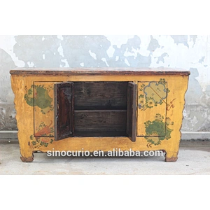 Asian Antique Vintage Hand Painted Mongolia Cabinet