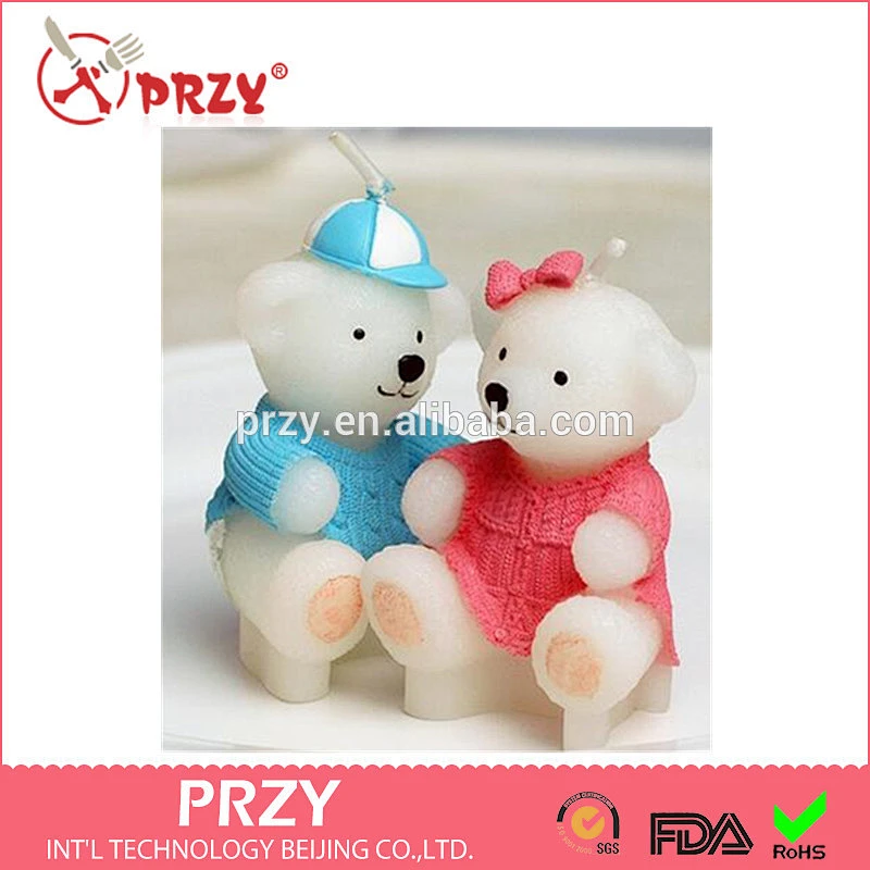 S4105 PRZY Sweater bear candle silicone mold for children, birthday cake decorations, handmade soap wholesale silicone mold