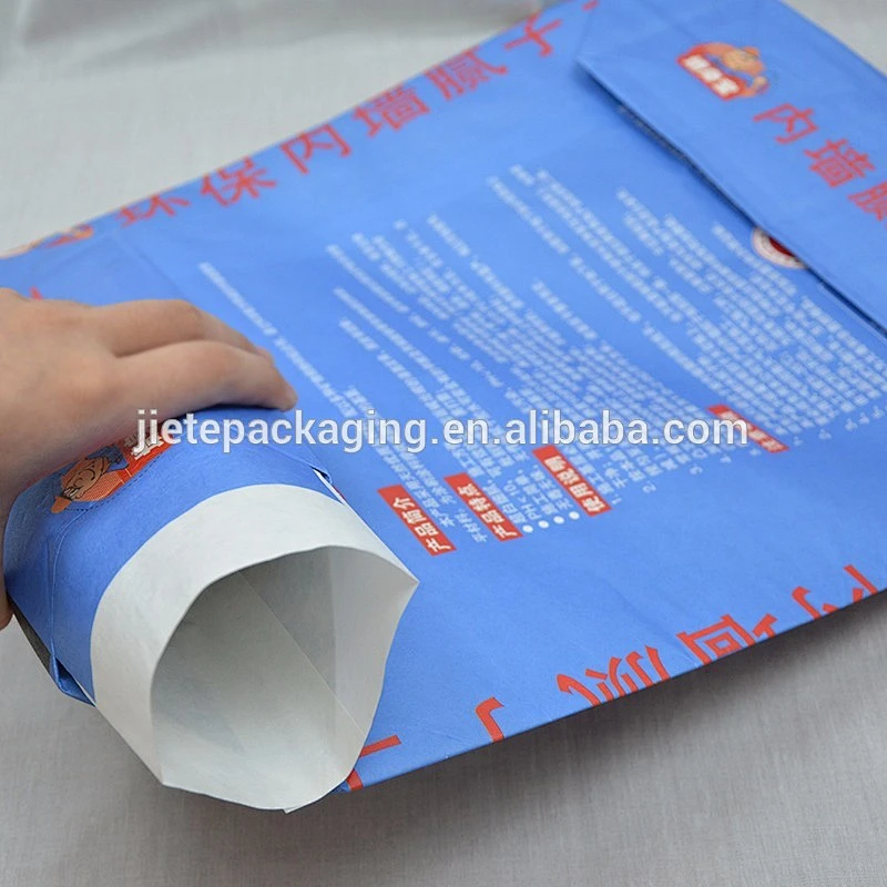 25kg printed interior building putty powder kraft paper bag with valve port