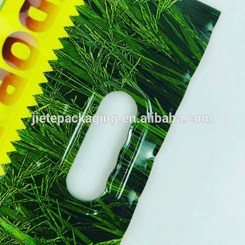 custom PE plastic rice bag with colorful printing handle pouch 1kg 2kg 5kg