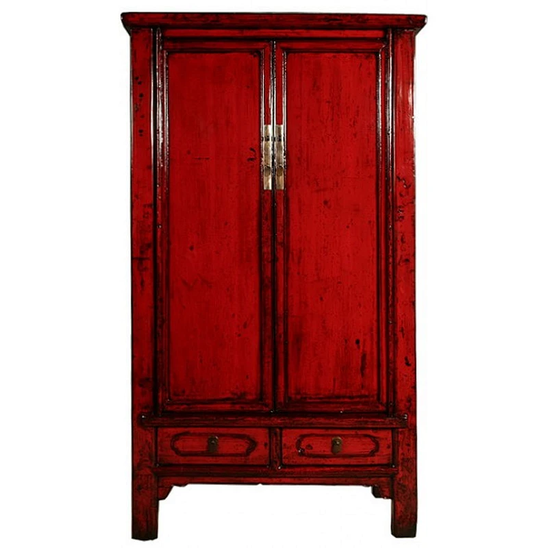 Chinese Antique Two door Two Drawer Shinning red cabinet Furniture