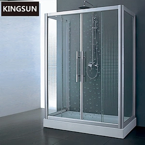 K-7507 Foshan Prefab Block Glass Bathrooms Designs Shower Room Bathroom Cabinet Curved
