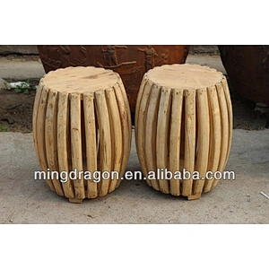 Chinese antique natural wooden round stool
