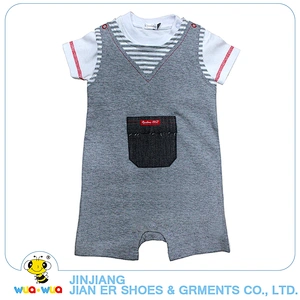 Fashion 100%cotton interlock baby boy T-shirt romper clothing suit