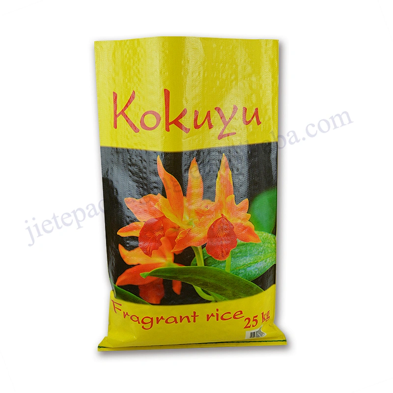 25kg yellow customized new material pp woven rice packaging bag for Afghan,Pakistan,Arab