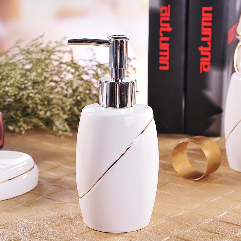 Fashion 5pcs Ceramic Bathroom Set Home Porcelain Toilet Set China Supplier in-stock Toothbrush and Gargle Cup