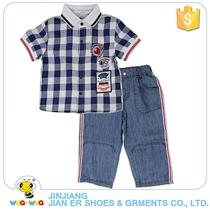 Latest design cotton soft fabric kids boys wear short sleeve clothes outfit set