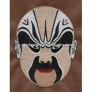 Fashion star EMB patch heat-cut border with Iron on backing Face book_Beijing Opera Facial Masks_Lianpo_Jiangxianghe_WIK012