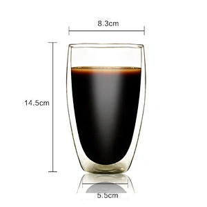 450ml High Borosilicate Glass Cup 2019 Hot Sale Double Wall Glass Coffee Mug Customized Logo Coffee Cup