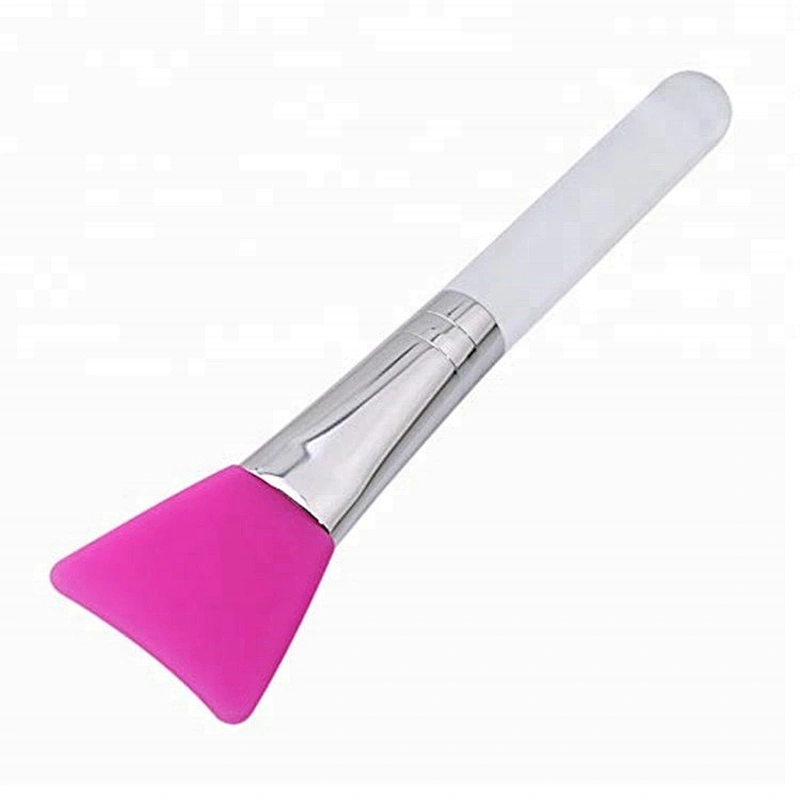 Wholesale white plastic handle flat silicone face/facial mask applicator brush
